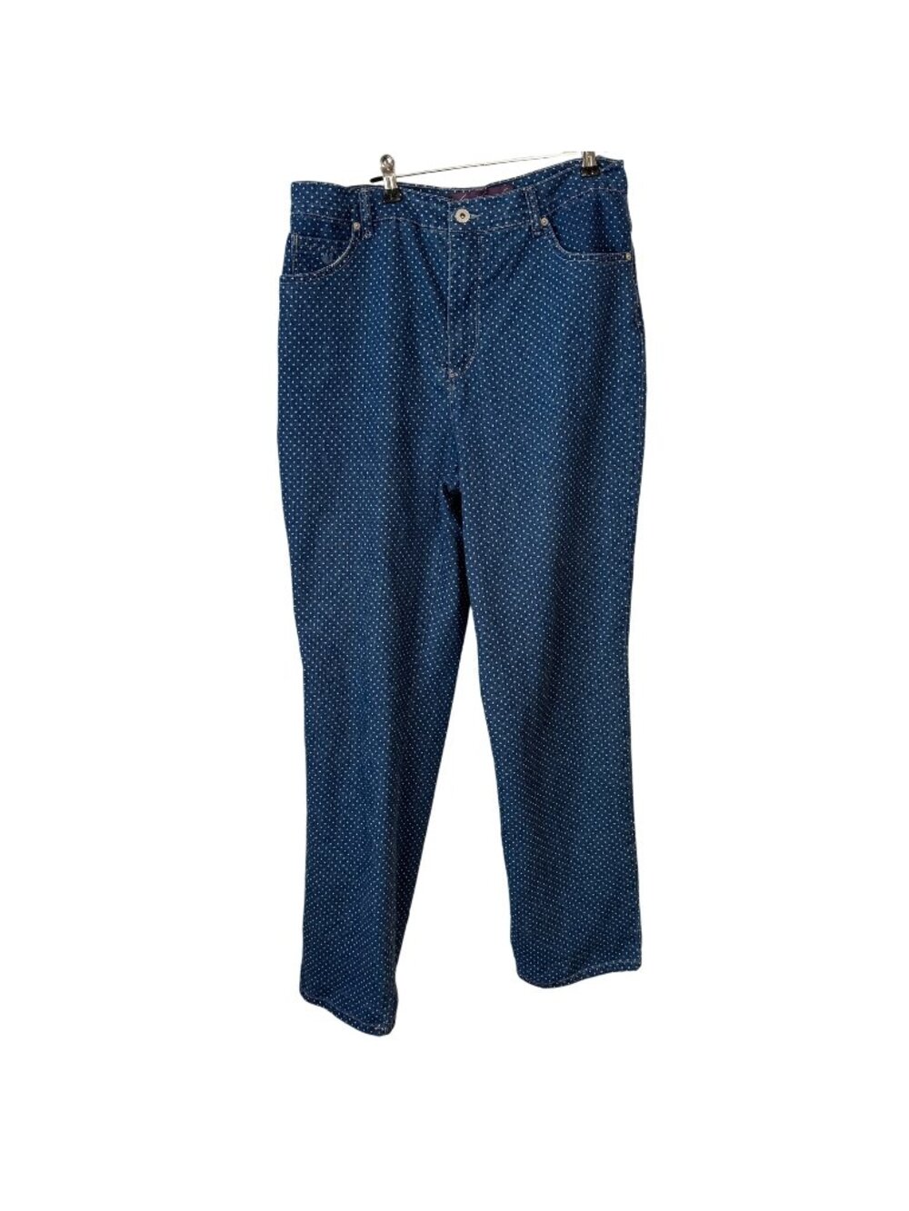 Gloria Vanderbilt Amanda Polka Dot Blue Denim Jeans Womens Size 14
